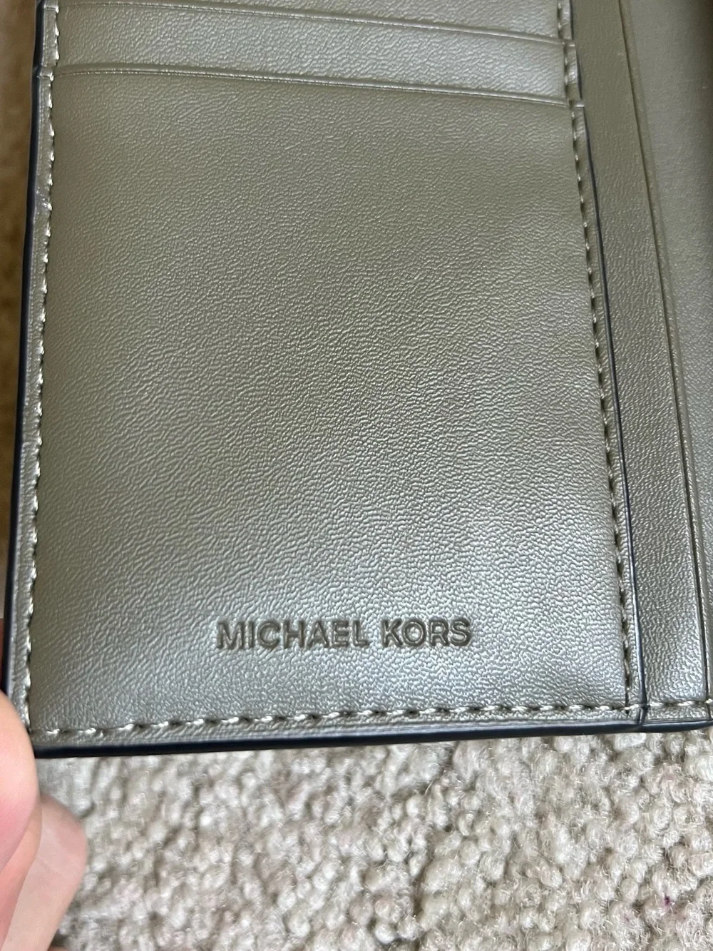 Michael Kors Men's olive Long Trifold Wallet with MK Logo